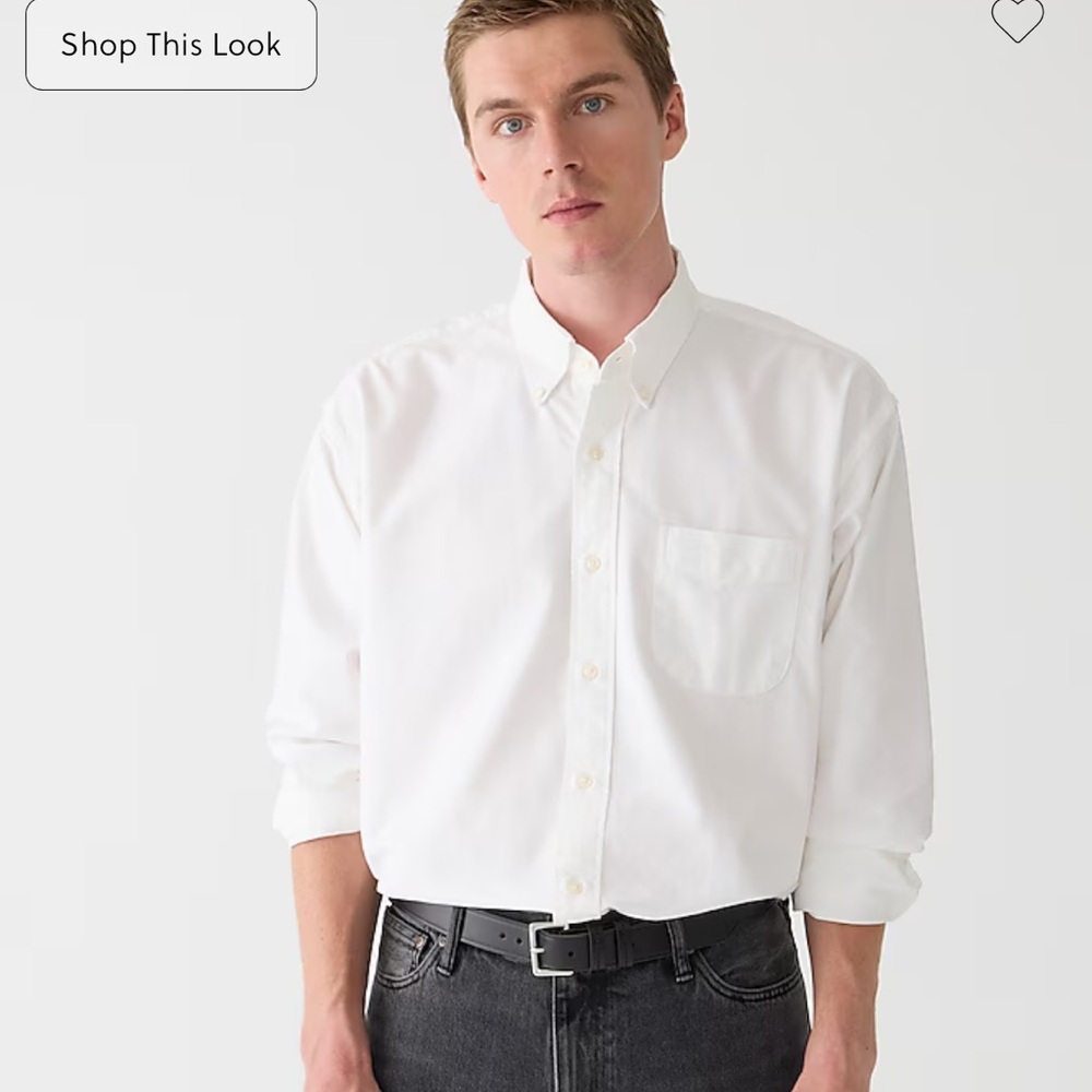 J. Crew Giant Fit White Button-Down Casual Shirt